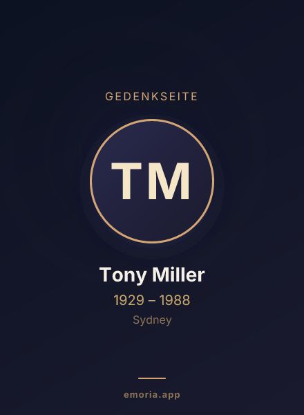 Gedenkportrait von Tony Miller