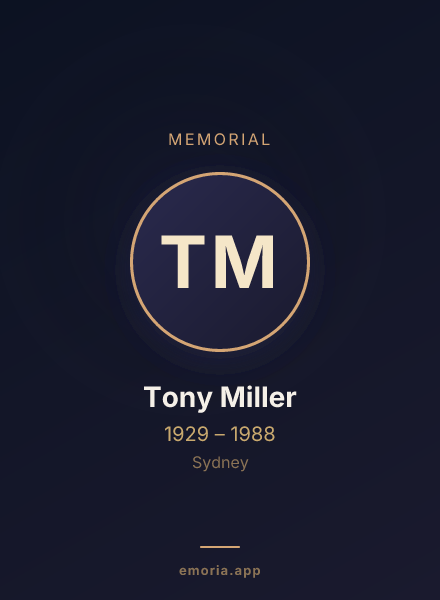 Memorial portrait of Tony Miller