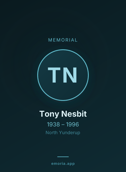 Memorial portrait of Tony Nesbit