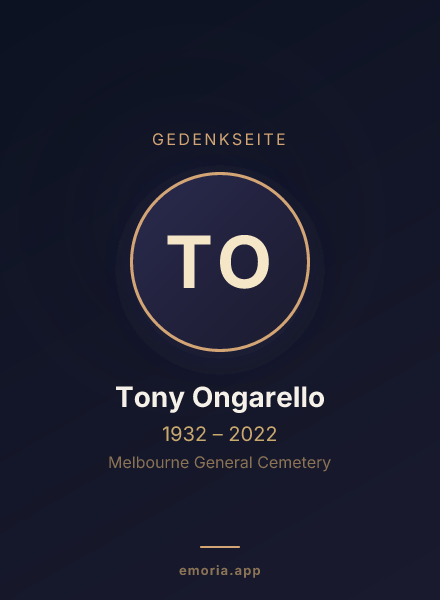 Gedenkportrait von Tony Ongarello