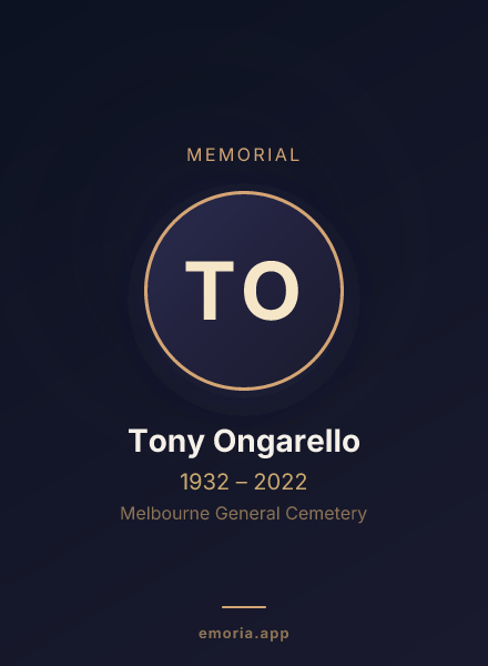 Memorial portrait of Tony Ongarello