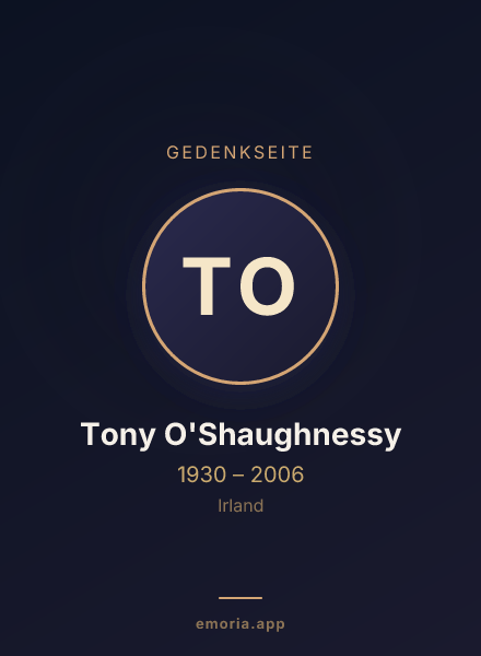 Gedenkportrait von Tony O'Shaughnessy