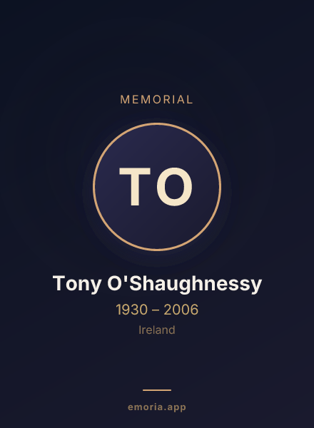 Memorial portrait of Tony O'Shaughnessy