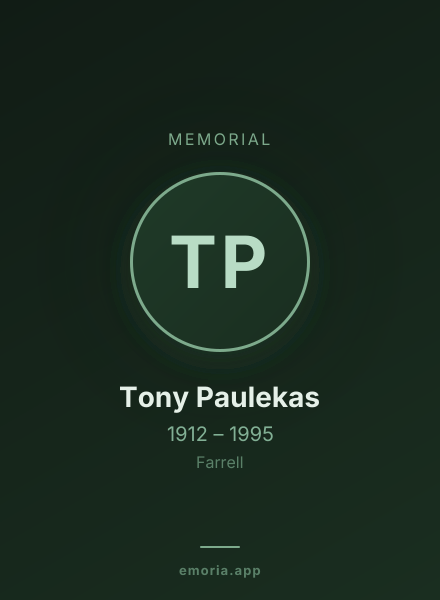 Memorial portrait of Tony Paulekas