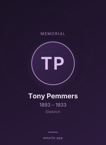 Memorial portrait of Tony Pemmers