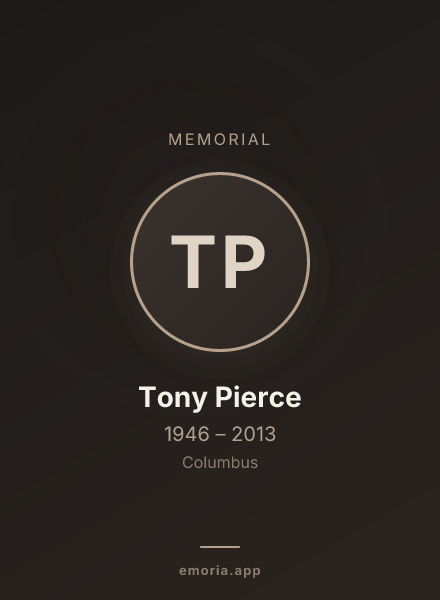 Memorial portrait of Tony Pierce