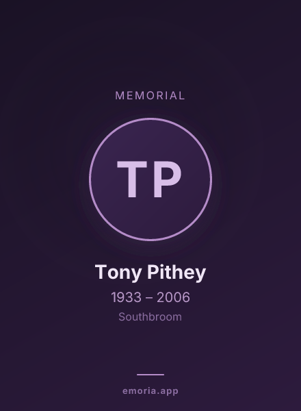 Memorial portrait of Tony Pithey