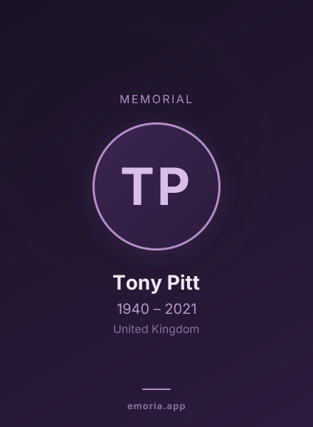 Memorial portrait of Tony Pitt