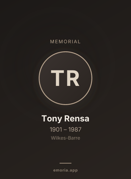 Memorial portrait of Tony Rensa