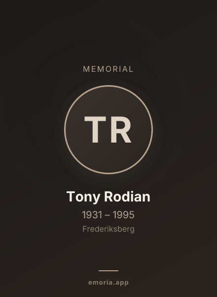 Memorial portrait of Tony Rodian