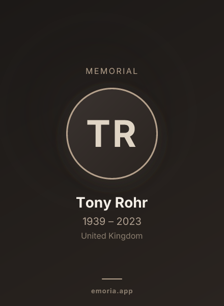 Memorial portrait of Tony Rohr