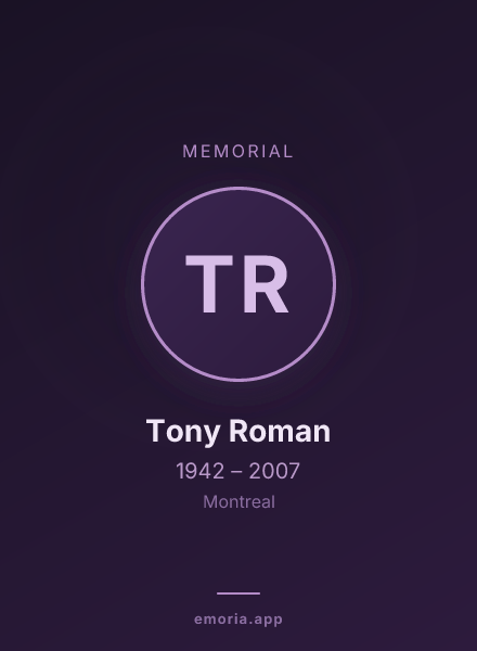 Memorial portrait of Tony Roman