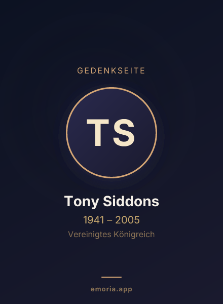 Gedenkportrait von Tony Siddons