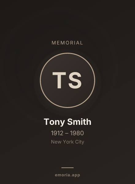Memorial portrait of Tony Smith