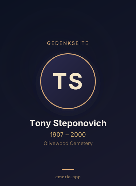Gedenkportrait von Tony Steponovich