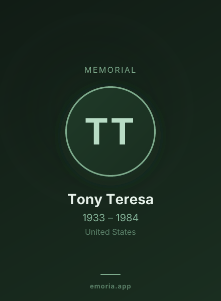 Memorial portrait of Tony Teresa