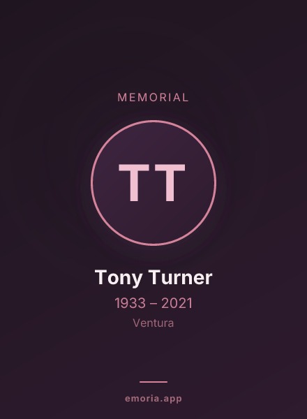 Memorial portrait of Tony Turner