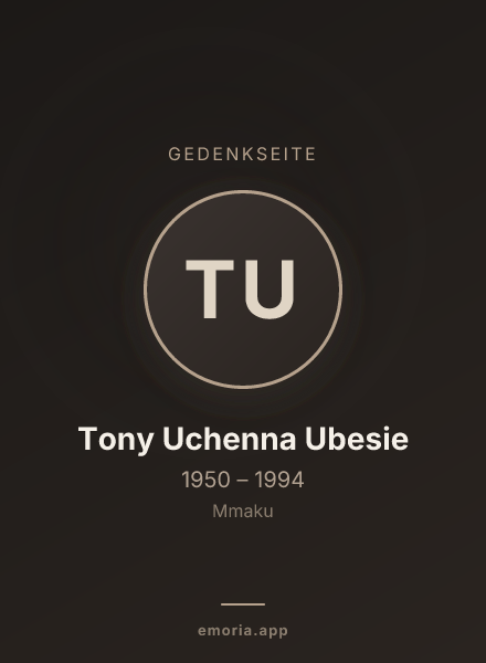 Gedenkportrait von Tony Uchenna Ubesie