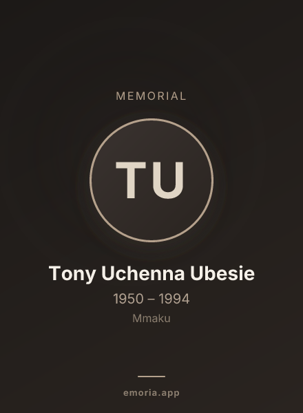 Memorial portrait of Tony Uchenna Ubesie