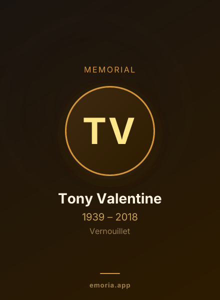 Memorial portrait of Tony Valentine