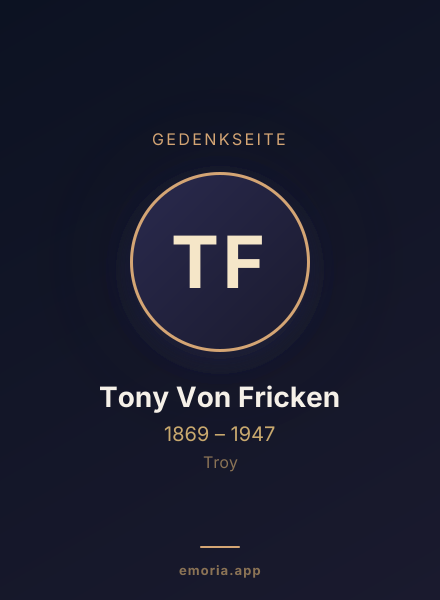 Gedenkportrait von Tony Von Fricken