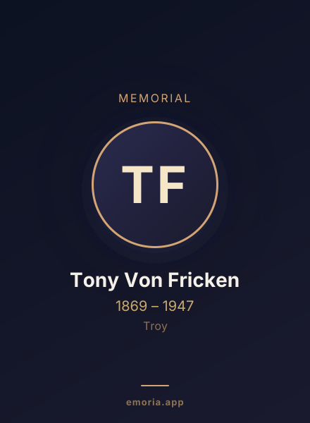Memorial portrait of Tony Von Fricken