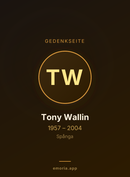Gedenkportrait von Tony Wallin