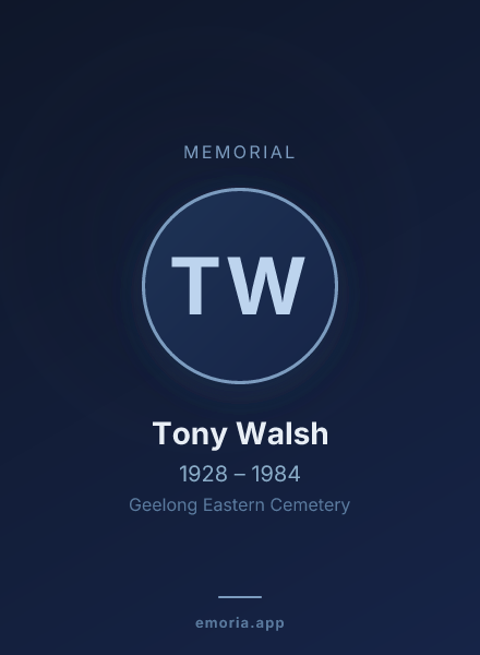 Memorial portrait of Tony Walsh