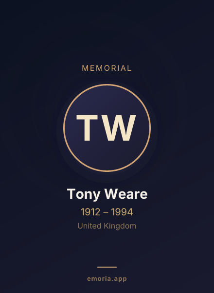 Memorial portrait of Tony Weare