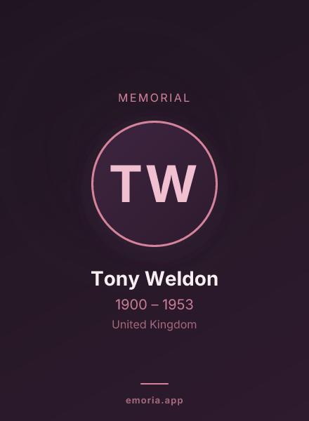 Memorial portrait of Tony Weldon