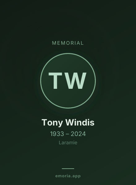 Memorial portrait of Tony Windis