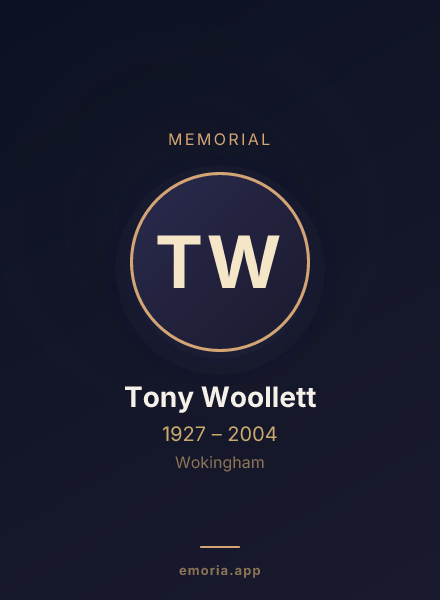 Memorial portrait of Tony Woollett