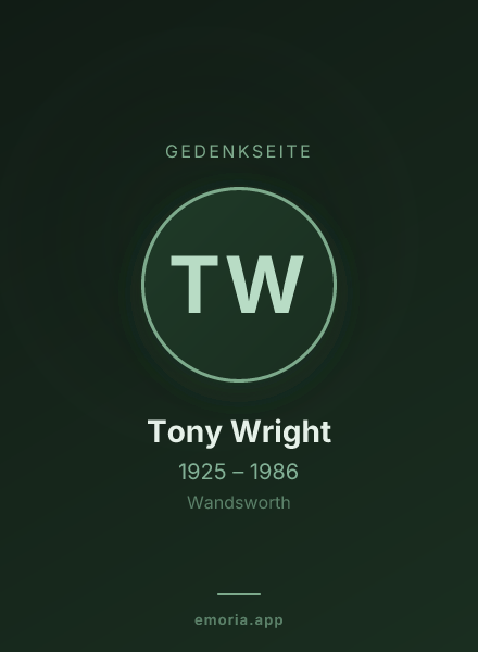 Gedenkportrait von Tony Wright