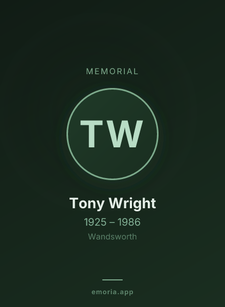 Memorial portrait of Tony Wright