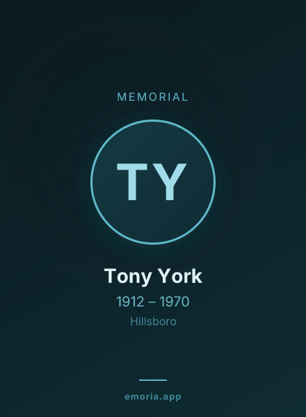Memorial portrait of Tony York