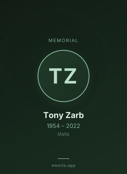 Memorial portrait of Tony Zarb