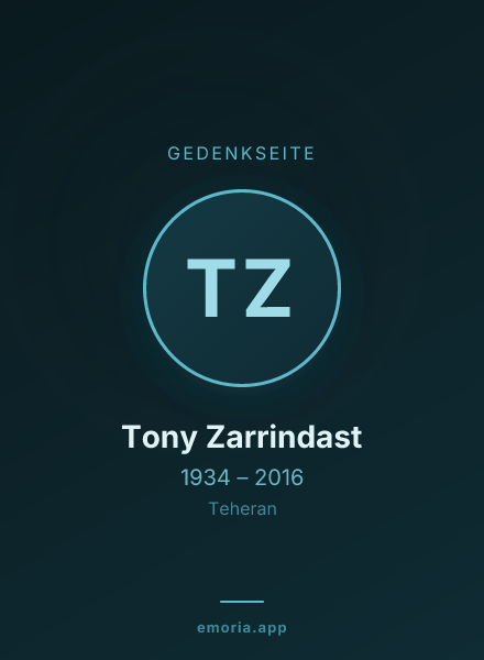 Gedenkportrait von Tony Zarrindast