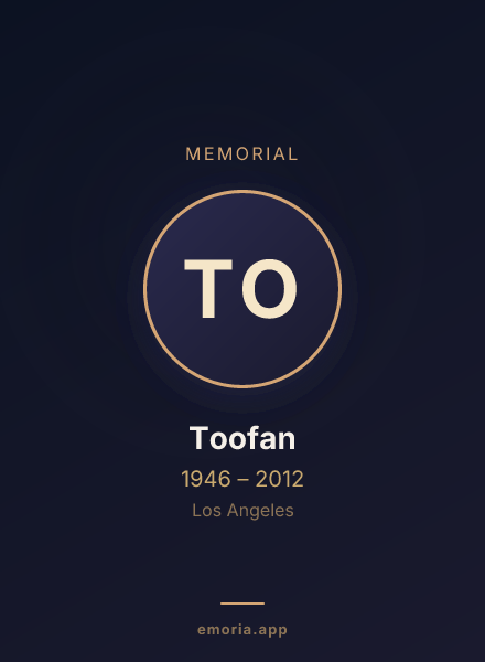 Memorial portrait of Toofan