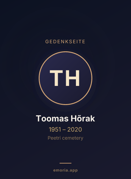 Gedenkportrait von Toomas Hõrak