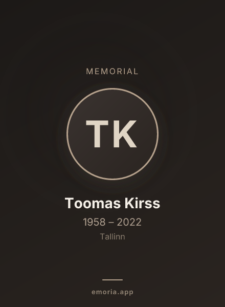 Memorial portrait of Toomas Kirss
