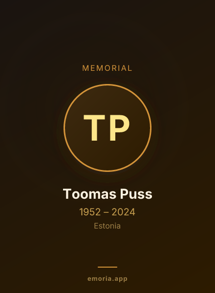 Memorial portrait of Toomas Puss
