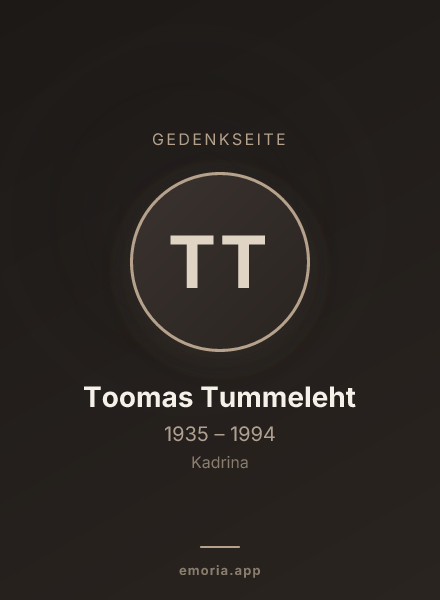 Gedenkportrait von Toomas Tummeleht