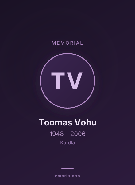 Memorial portrait of Toomas Vohu