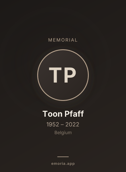 Memorial portrait of Toon Pfaff