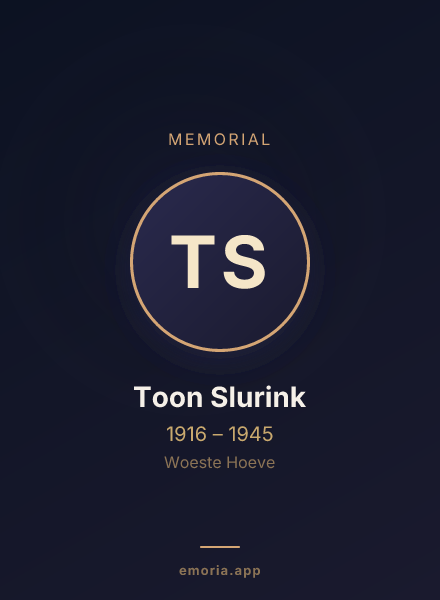 Memorial portrait of Toon Slurink
