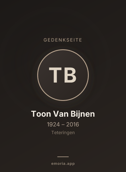 Gedenkportrait von Toon Van Bijnen