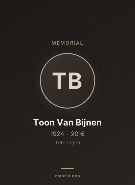 Memorial portrait of Toon Van Bijnen