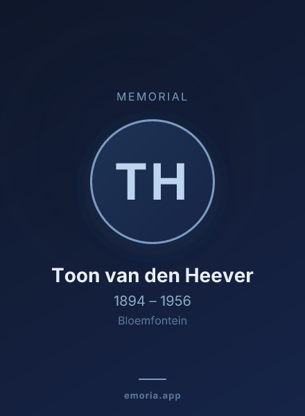 Memorial portrait of Toon van den Heever