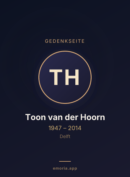 Gedenkportrait von Toon van der Hoorn