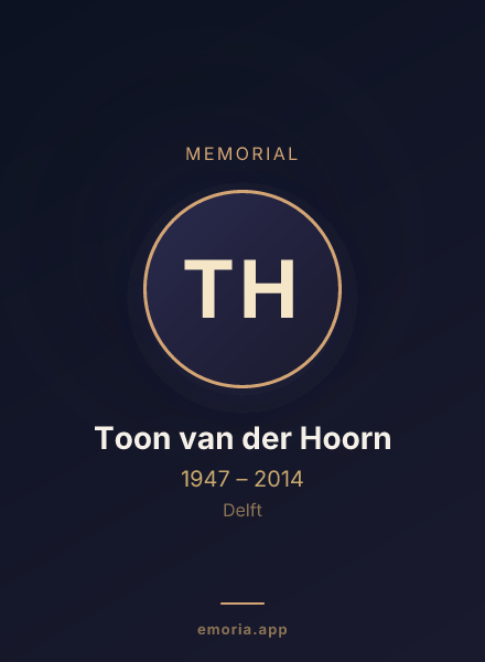 Memorial portrait of Toon van der Hoorn